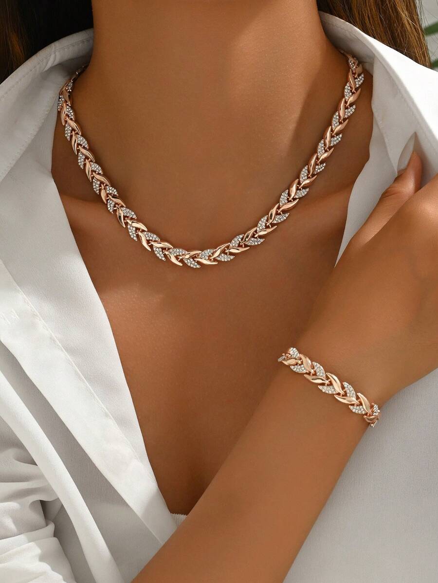 Rosé Crystal Linked Jewelry Set