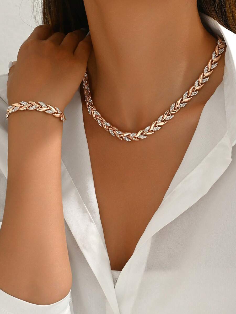 Rosé Crystal Linked Jewelry Set