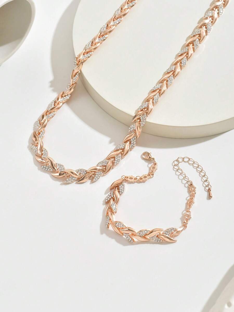 Rosé Crystal Linked Jewelry Set