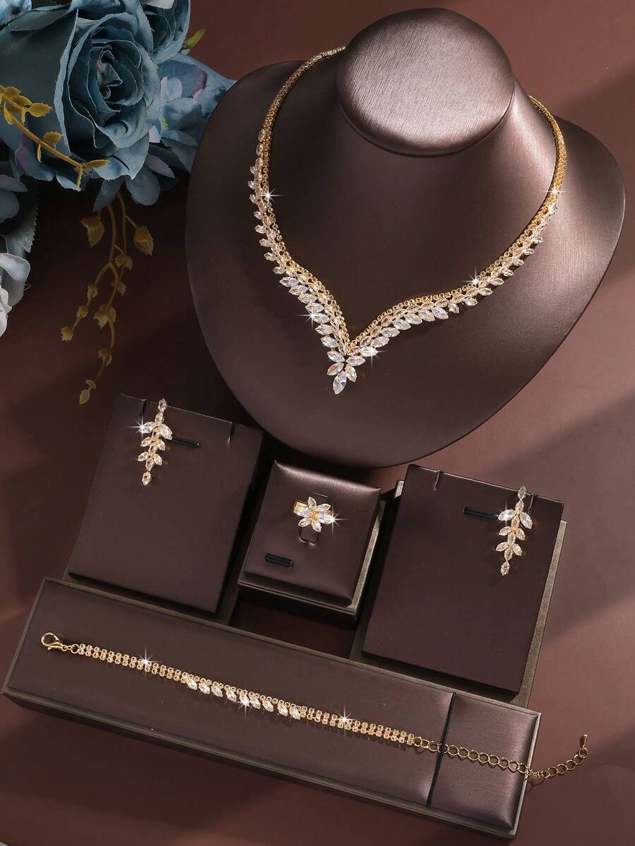 Vera V-Shaped Zirconia Necklace Set