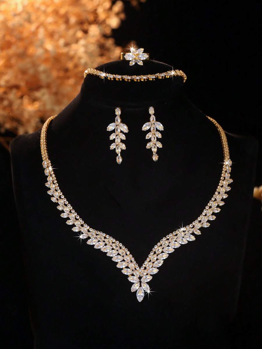 Vera V-Shaped Zirconia Necklace Set