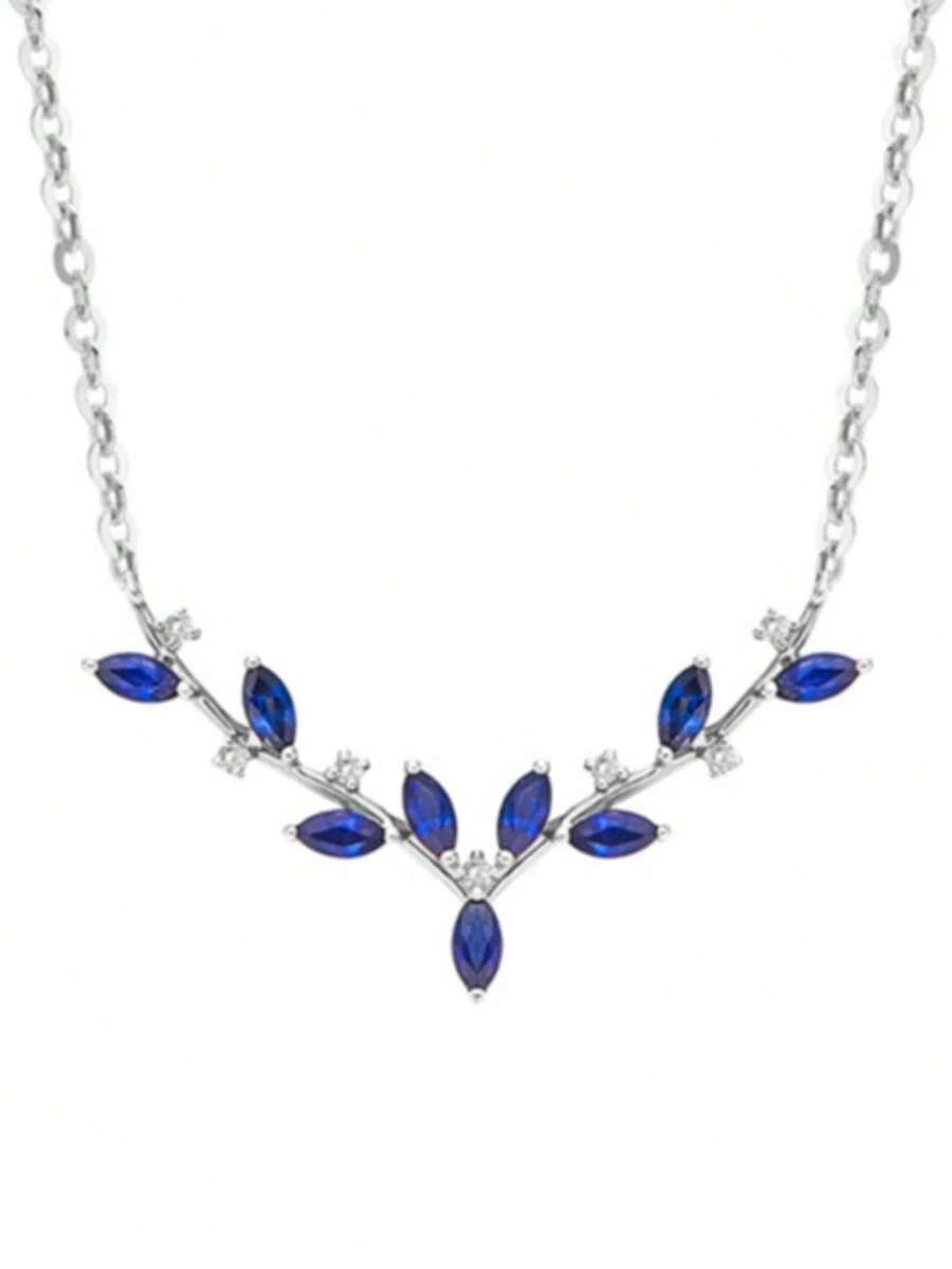 Noëlle Blue Zirconia Antler Necklace