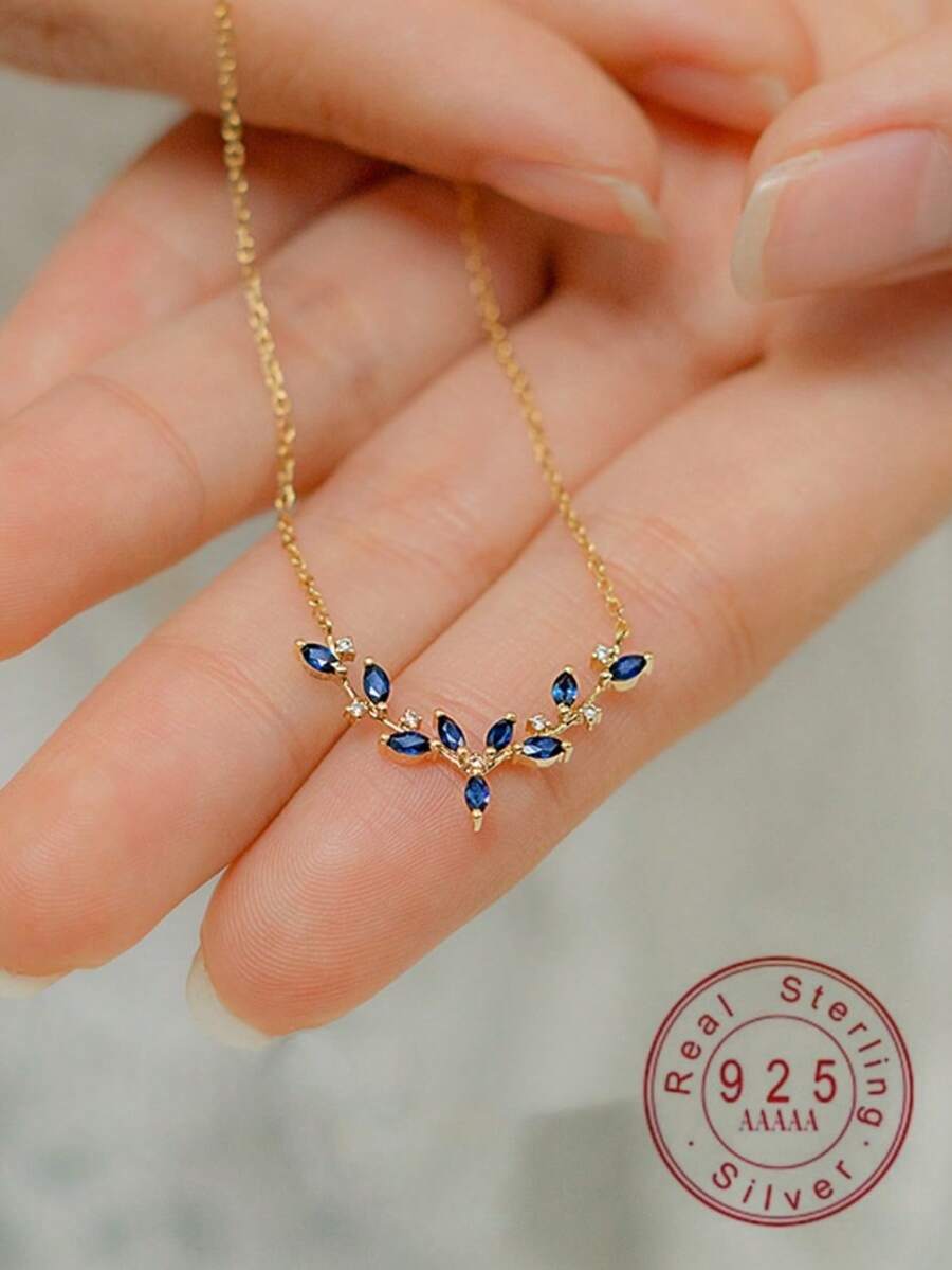 Noëlle Blue Zirconia Antler Necklace