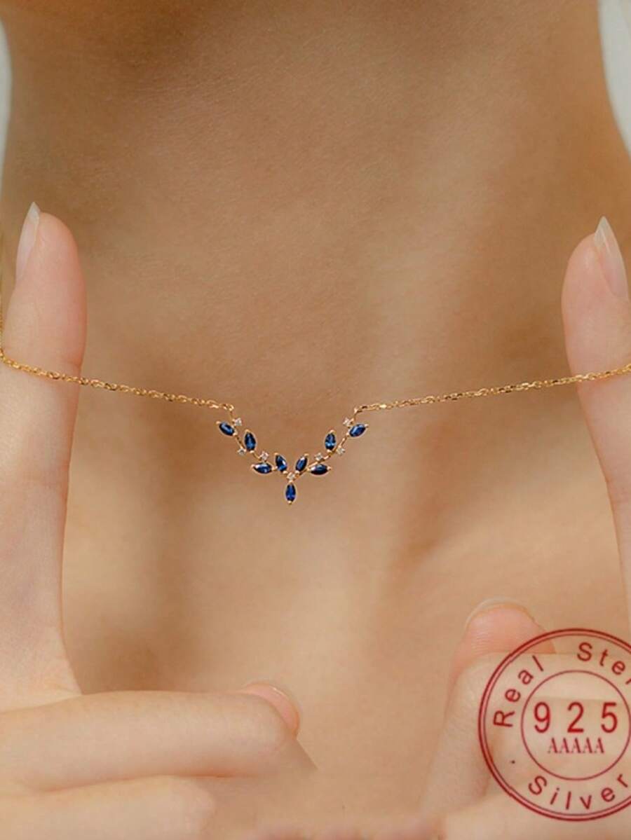 Noëlle Blue Zirconia Antler Necklace