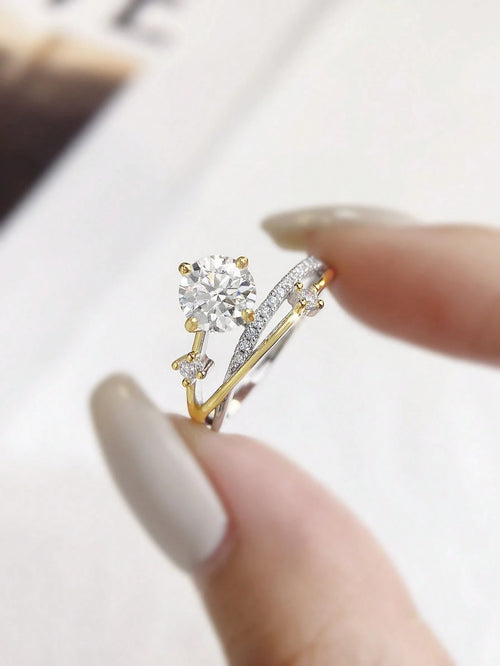 1 Carat Moissanite Starry Sky Ring – 925 Sterling Silver Luxury Ring
