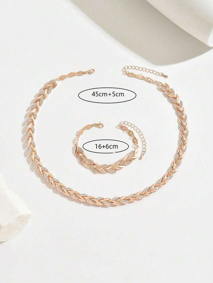 Rosé Crystal Linked Jewelry Set