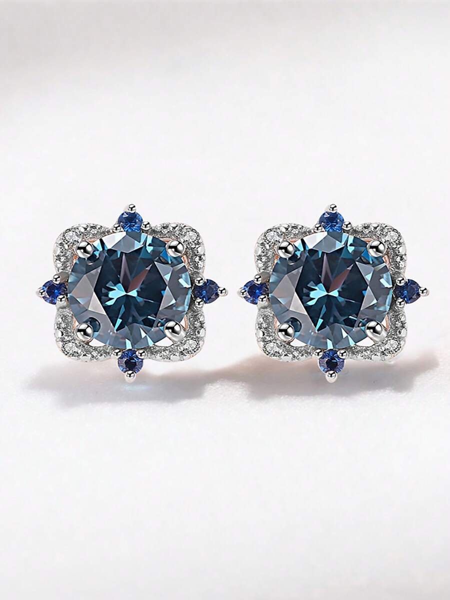 Luma Blue Crystal Stud Earrings