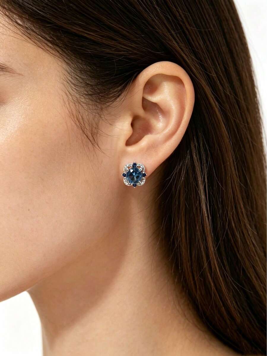 Luma Blue Crystal Stud Earrings