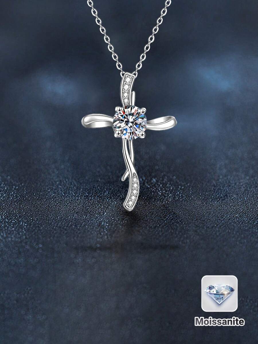 Faith Moissanite Cross Necklace