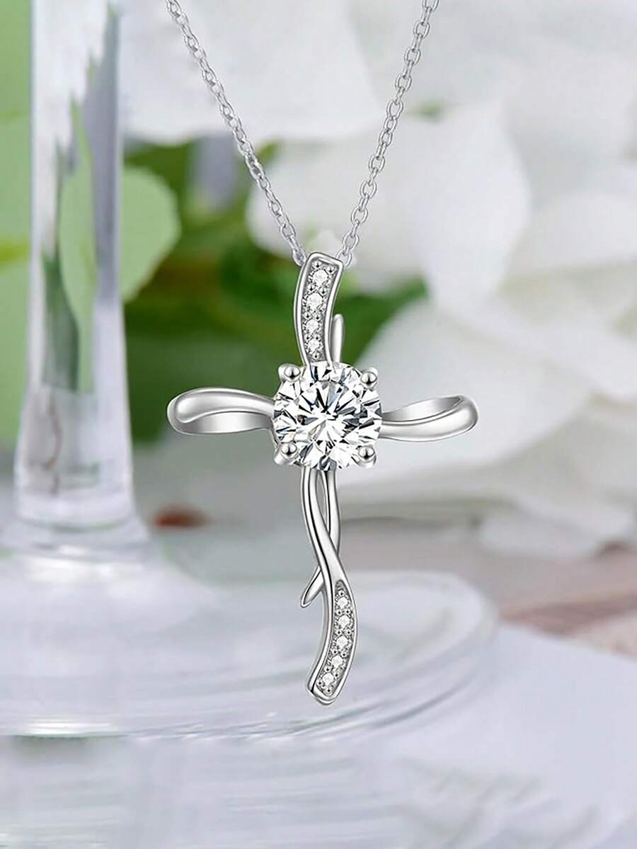 Faith Moissanite Cross Necklace