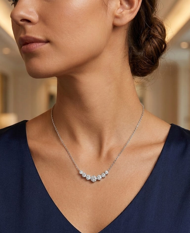 925 Sterling Silver Moissanite Smile Necklace – Luxury Minimalist Pendant