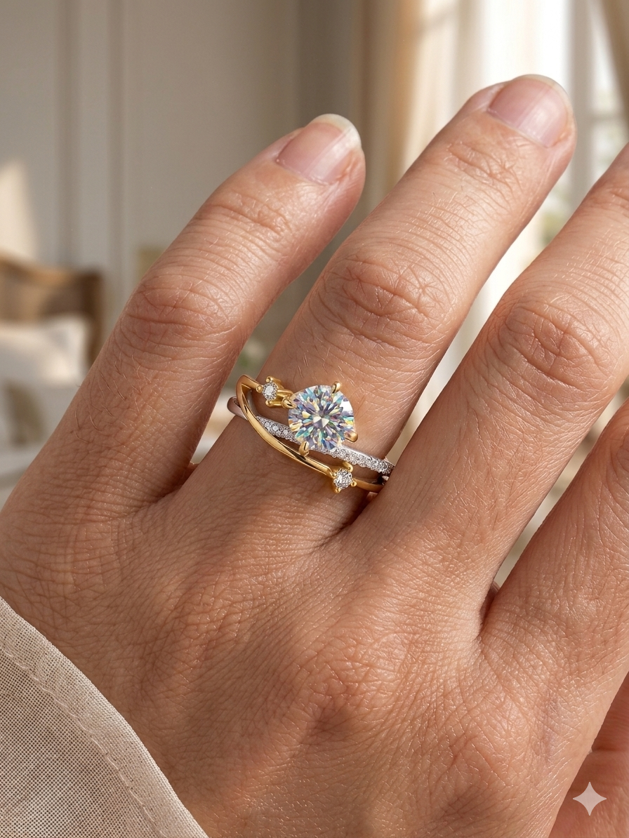 1 Carat Moissanite Starry Sky Ring – 925 Sterling Silver Luxury Ring