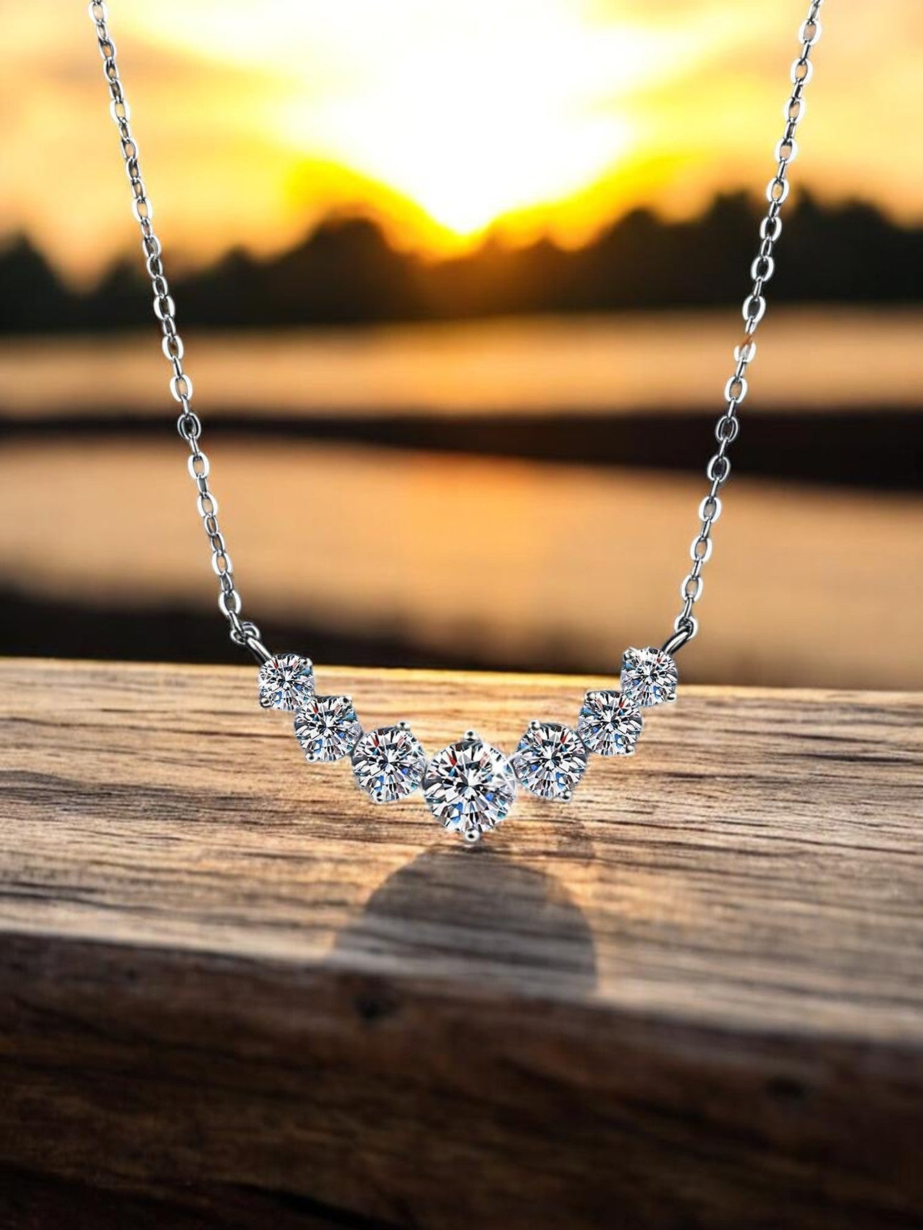 925 Sterling Silver Moissanite Smile Necklace – Luxury Minimalist Pendant